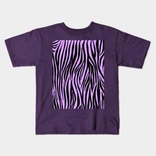 Zebra Stripes in Black and Lilac Purple Kids T-Shirt